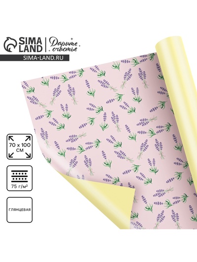 Бумага упаковочная глянцевая двухсторонняя «Лаванда», 70×100 см