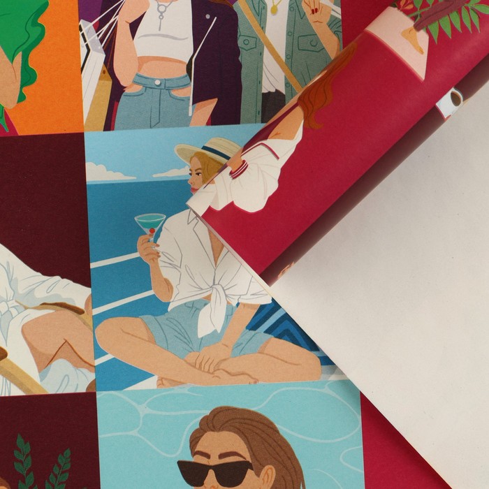 Бумага упаковочная глянцевая «Девчули», 70 х 100 см - Фото 1