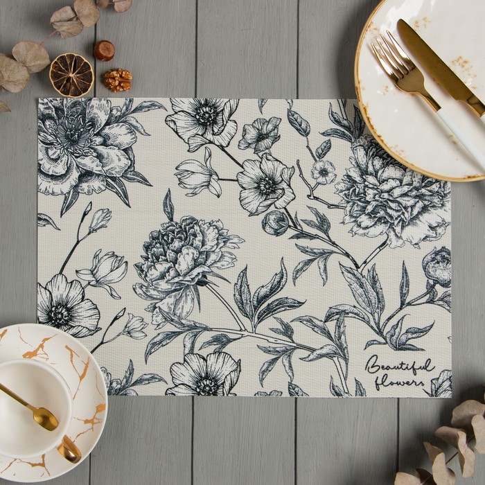 Салфетка на стол Доляна Beautiful flowers, 40×29 см, ПВХ