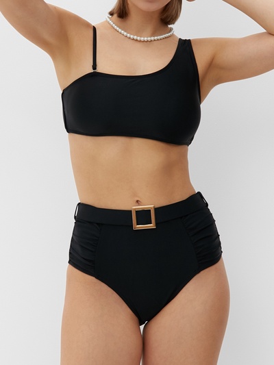 Купальник женский раздельный с ремешком MINAKU, размер 50, чёрный