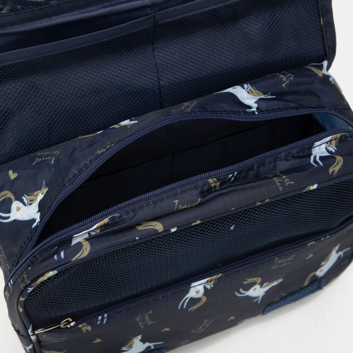 Косметичка-несессер на липучках, с крючком, цвет синий 7391630