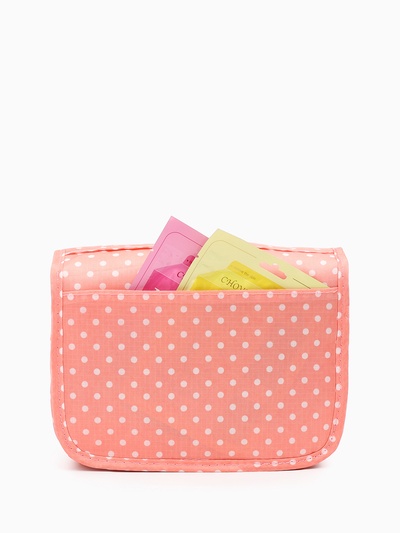 Косметичка-несессер дорожная на молнии, липучках, с крючком, с ручкой, розовая