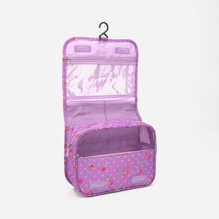 Косметичка-несессер на липучках, с крючком, цвет сиреневый 7391634