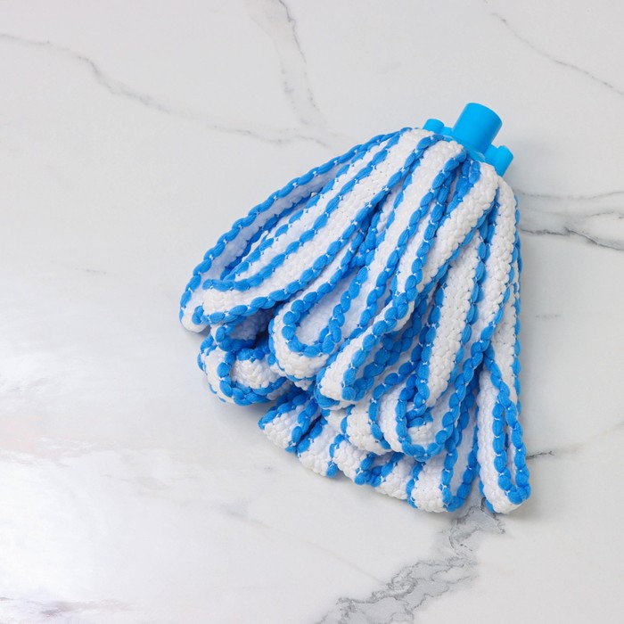 Насадка для швабры верёвочная Доляна, микрофибра 28×7×7 см,цвет белый, голубой - Фото 1