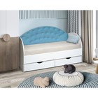 Кровать «Софа 10», 800 × 1900 мм, цвет корпуса белый / велюр бирюзовый - фото 109494594