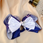 Резинка для волос бант "Школьница" цветок бусина звёзды, 12х7 см, бело-синий (6 шт) - фото 809133742