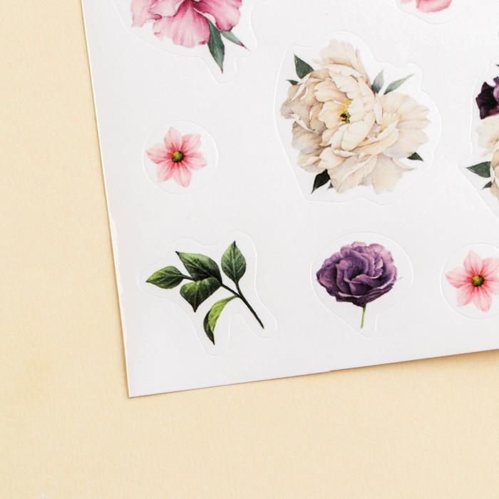 Наклейки бумажные «Цветы», 11 × 16 см - фото 1898564285