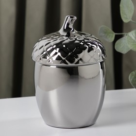 Банка керамическая для сыпучих продуктов «Жёлудь», 11,5×17 см, цвет серебряный