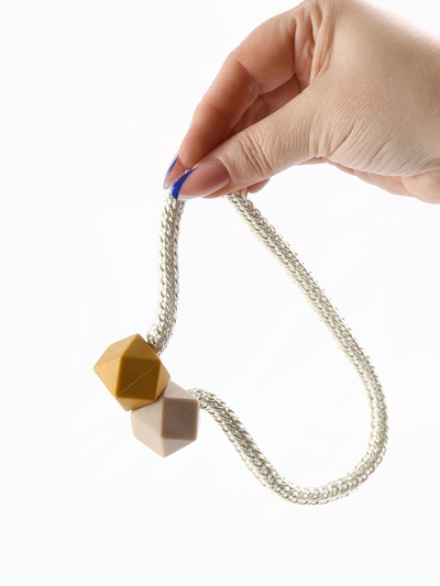 Подхват для штор «Камушки», d = 3 × 46 см, цвет горчичный/пудровый