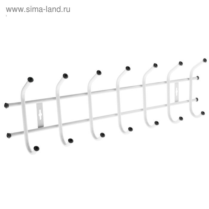 Вешалка настенная на 7 крючков, 68×21.5 см, белая - Фото 1