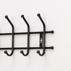 Вешалка настенная на 7 крючков, 69×21,5 см, цвет чёрный - Фото 2