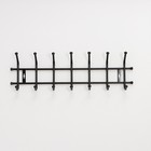 Вешалка настенная на 7 крючков, 69×21,5 см, цвет чёрный - Фото 3