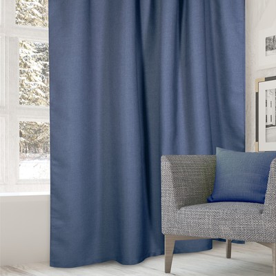 Штора портьерная "Этель" 200*270 см Натура голубой, б/держателя 100% п/э