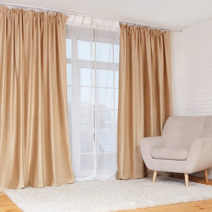 Штора портьерная «Этель», 230×270 см, ренессанс оливковая ветвь - Фото 1