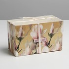 Коробка на 2 капкейка, кондитерская упаковка «Магнолии», 16 х 8 х 10 см - Фото 1