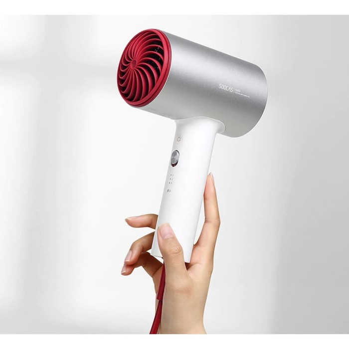 Фен Soocas Hair Dryer H5, 1800 Вт, 3 скорости, ионизация, шнур 1.7 м, серебристо-красный - фото 51345054