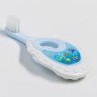 Детская зубная щетка, нейлон, с ограничителем, цвет белый/голубой - фото 9518841