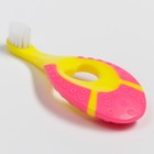 Детская зубная щетка, нейлон, с ограничителем, цвет розовый - фото 321313295