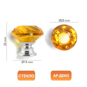Ручка кнопка CAPPIO, цвет золотой "Алмаз", стеклянная, d=25 мм