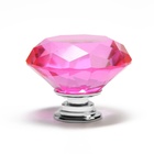 Ручка кнопка CAPPIO, цвет розовый "Алмаз", стеклянная, d=40 мм - фото 25269451