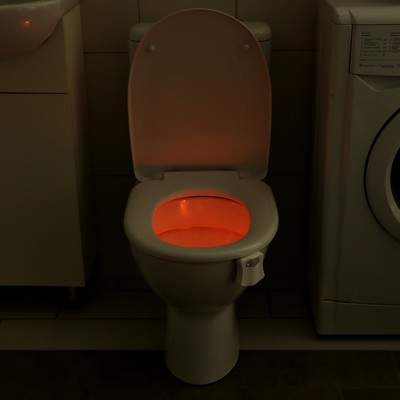 Светильник для туалета с датчиком движ., RGB, 3 Вт, IP68, от бат. 3хAAA, белый