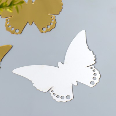 Наклейка интерьерная зеркальная "Бабочка ажурная" набор 3 шт золото 11х7,5 см