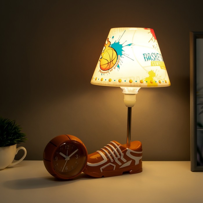 Настольная лампа "Баскетбол" E14 15Вт оранжево-белый 6х30х32,5 см RISALUX - фото 1886749861