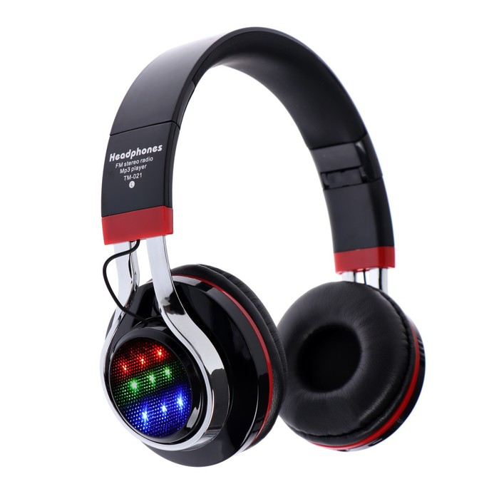 Наушники беспроводные LuazON OBT 1.1, накладные, BT 4.2, 250 мАч, LED, FM, microSD, черные 44 - Фото 1