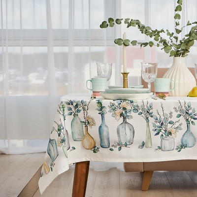 Скатерть «Этель» Flower mood, 146×250 см, 100% хлопок, репс 210 г/м²