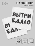 Салфетки бумажные однослойные «ВыТрИ ЕдАлО», 24×24 см, 20 шт. - Фото 1