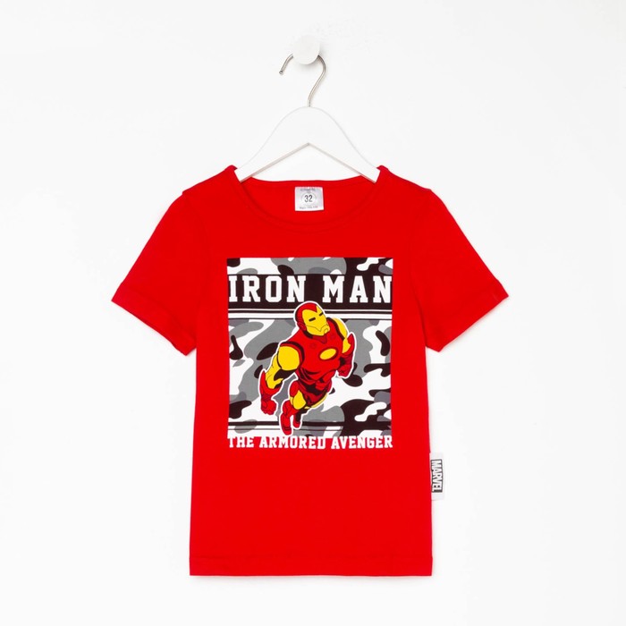 Футболка детская "Iron man" Мстители, рост 122-128, красный - Фото 1