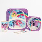 Набор детской бамбуковой посуды, 5 предметов "Пони", My Little Pony - фото 9520032