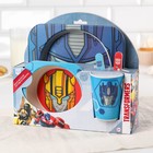 Набор детской бамбуковой посуды, 5 предметов: тарелка, вилка, ложка,стакан,миска , Трансформеры - фото 25379383