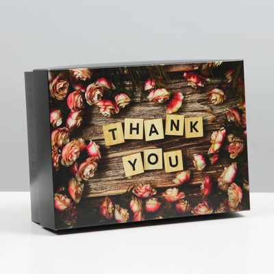 Коробка подарочная, крышка-дно, сборная "Thank you", 21 х 15 х 7 см