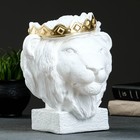 Копилка "Лев в короне" белый с золотом, 26см - фото 9520650