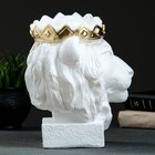 Копилка "Лев в короне" белый с золотом, 26см - фото 7499918