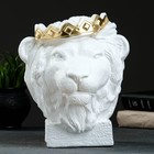 Копилка "Лев в короне" белый с золотом, 26см - фото 7499920