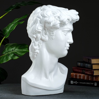 Бюст «Давид», фигурка гипс, белый, 24×45 см