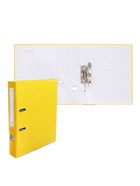 Папка-регистратор А4, 50 мм, ПВХ, тиснение «лен», металлическая окантовка, карман на корешок, собранная, желтая - Фото 1