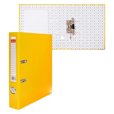 Папка-регистратор А4, 50 мм, Calligrata, полипропилен, металлическая окантовка, карман на корешок, собранная, жёлтая
