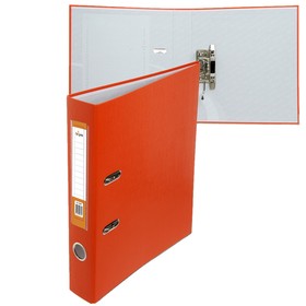 Папка-регистратор А4, 50 мм, Calligrata, полипропилен, металлическая окантовка, карман на корешок, собранная, оранжевая