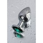 Анальная пробка Metal by Toyfa, металл, серебристая, с кристаллом цвета изумруд, 9,5 см, d 4 см - Фото 11