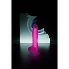 Фаллоимитатор, светящийся в темноте, силикон, прозрачно-розовый, 20 см - Фото 8