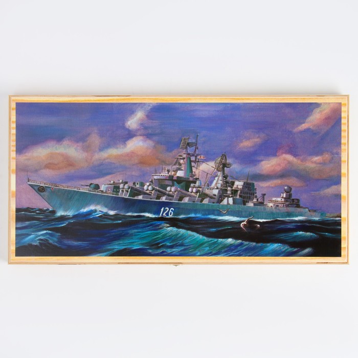 Нарды "Ракетный крейсер", деревянная доска 60 х 60 см, с полем для игры в шашки - фото 1905909652
