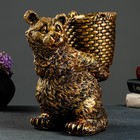 Подставка для зонтов "Медведь с корзиной" 30х23х30см, бронза - фото 295438847