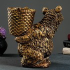 Подставка для зонтов "Медведь с корзиной" 30х23х30см, бронза - Фото 3