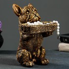 Подставка конфетница "Собака с корзинкой" бронза, 24х15х17см - фото 9578726