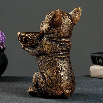 Подставка для мелочей «Собака с корзинкой», полистоун под бронзу, 24×15×17 см