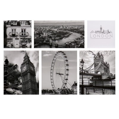 Картина модульная London, 114×70 см: 30×30 см, 30×30 см, 38×47 см, 38×47 см, 38×47 см, 54×30 см
