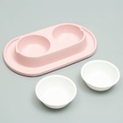 Миска для животных "Мур-мяу" 0,3л двойная на подставке, розовая - Фото 2